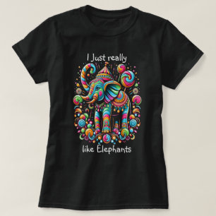 Levendige Olifant met een Fantasie Hoed T-shirt