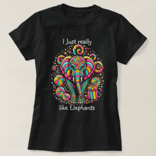 Levendige olifant met ingewikkelde gezichtsverf t-shirt