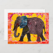 Levendige olifant met roze cirkels feestdagenkaart (Voorkant / Achterkant)