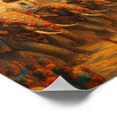 Levendige olifantenparade - traditionele scène poster (Hoek)