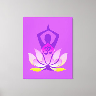 Levendige OM Namaste Spirituele Lotus Flower Yoga Canvas Afdruk