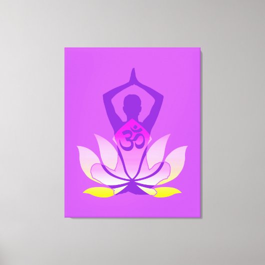 Levendige OM Namaste Spirituele Lotus Flower Yoga Canvas Afdruk (Voorkant)