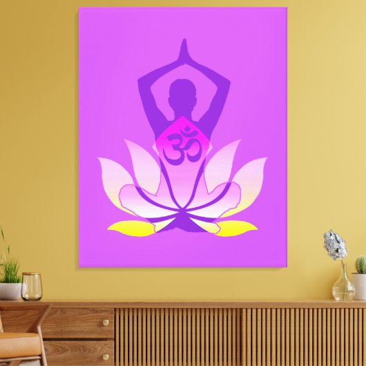 Levendige OM Namaste Spirituele Lotus Flower Yoga Canvas Afdruk (Insitu (Woonkamer))