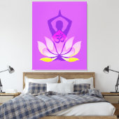 Levendige OM Namaste Spirituele Lotus Flower Yoga Canvas Afdruk (Insitu (Slaapkamer))