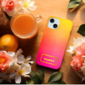 Levendige Ombre Roze Geel en Sinaasappel iPhone 15 Case