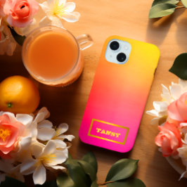 Levendige  Ombre Roze Geel en Sinaasappel iPhone 15 Case