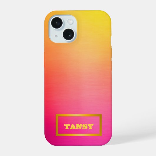 Levendige Ombre Roze Geel en Sinaasappel iPhone 15 Case (Achterkant)