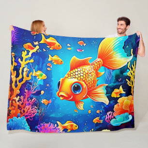 Levendige onderwater vis wereld ontwerp fleece deken