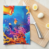 Levendige onderwater vis wereld ontwerp theedoek (Quarter Fold)