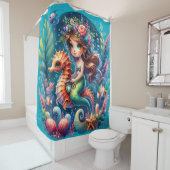 "Levendige onderwater zeemeermin rijden zeepaardje Douchegordijn (In situ)