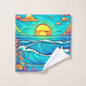 Levendige onderwater zonsondergang bad handdoek (Wasdoekje)