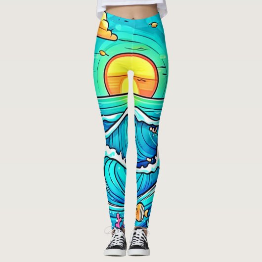 Levendige onderwaterzonsondergang leggings (Voorkant)