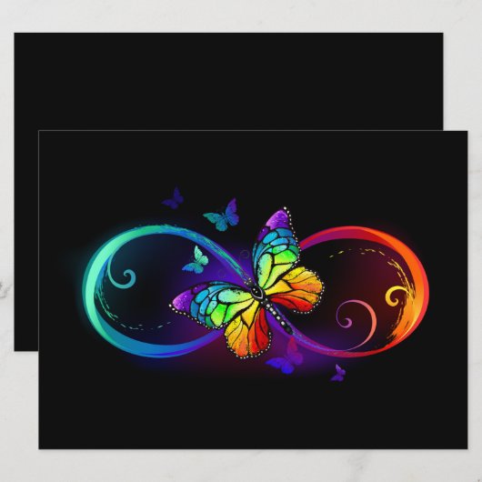 Levendige oneindigheid met een zwarte regenboogvli aankondiging (Voorkant / Achterkant)