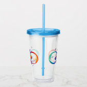 Levendige oneindigheid met een zwarte regenboogvli acryl drinkbeker (Rechts)