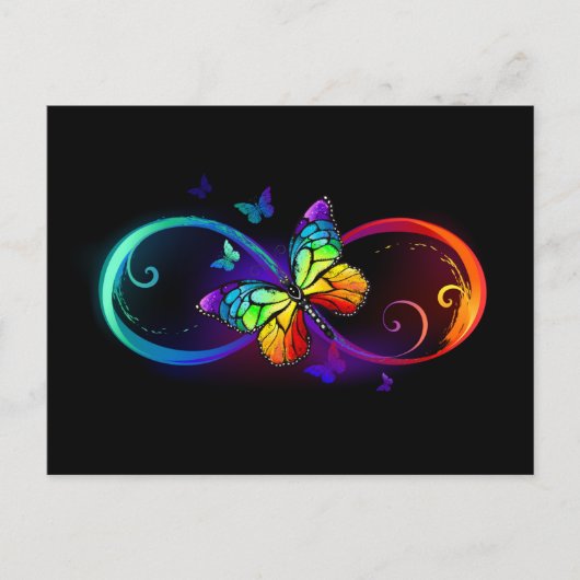 Levendige oneindigheid met een zwarte regenboogvli advieskaart (Voorkant)