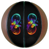 Levendige oneindigheid met een zwarte regenboogvli basketbal (Verticaal)