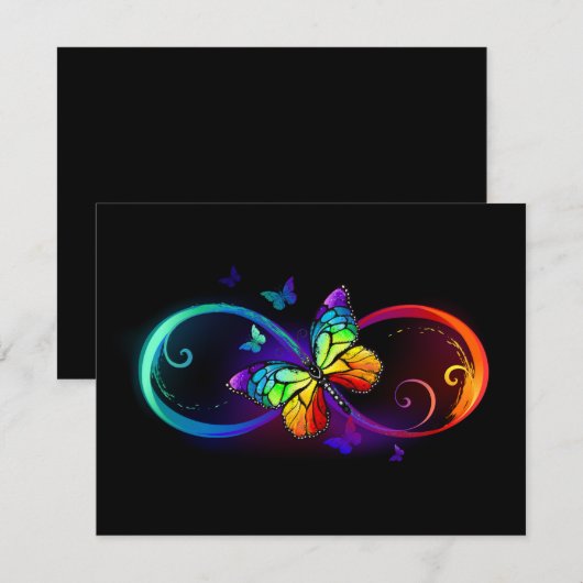 Levendige oneindigheid met een zwarte regenboogvli bedankkaart (Voorkant / Achterkant)