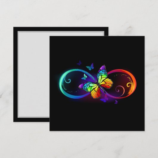 Levendige oneindigheid met een zwarte regenboogvli bedankkaart (Voorkant / Achterkant)