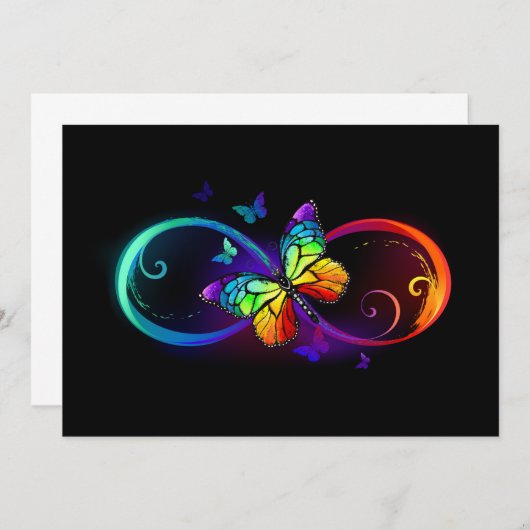 Levendige oneindigheid met een zwarte regenboogvli bedankkaart (Voorkant / Achterkant)