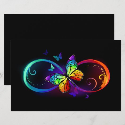 Levendige oneindigheid met een zwarte regenboogvli briefpapier (Voorkant / Achterkant)