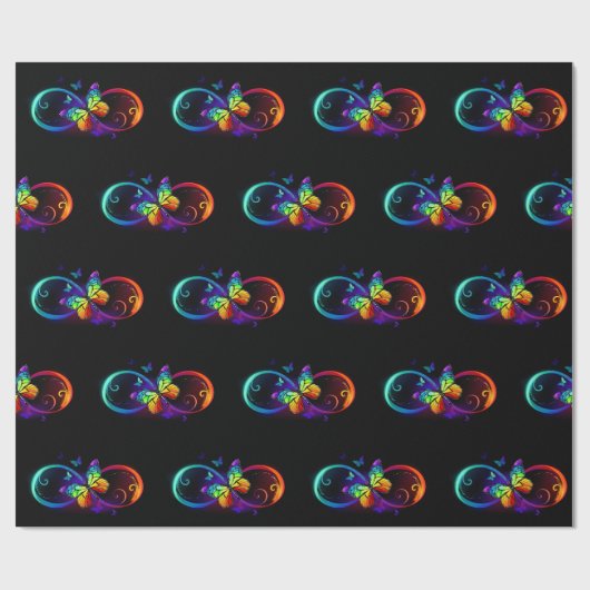 Levendige oneindigheid met een zwarte regenboogvli cadeaupapier (Vlak)