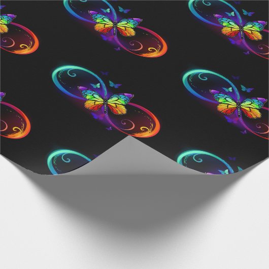 Levendige oneindigheid met een zwarte regenboogvli cadeaupapier (Hoek)