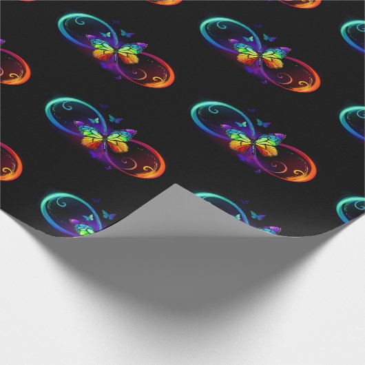 Levendige oneindigheid met een zwarte regenboogvli cadeaupapier (Hoek)