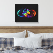 Levendige oneindigheid met een zwarte regenboogvli canvas afdruk (Insitu (Slaapkamer))