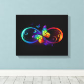 Levendige oneindigheid met een zwarte regenboogvli canvas afdruk (Insitu (Houten vloer))