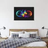Levendige oneindigheid met een zwarte regenboogvli canvas afdruk (Insitu (Slaapkamer))