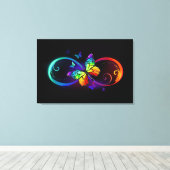 Levendige oneindigheid met een zwarte regenboogvli canvas afdruk (Insitu (Houten vloer))