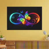 Levendige oneindigheid met een zwarte regenboogvli canvas afdruk (Insitu (Woonkamer))