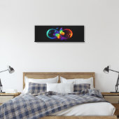 Levendige oneindigheid met een zwarte regenboogvli canvas afdruk (Insitu (Slaapkamer))