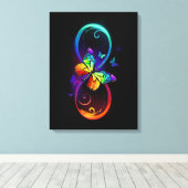 Levendige oneindigheid met een zwarte regenboogvli canvas afdruk (Insitu (Houten vloer))