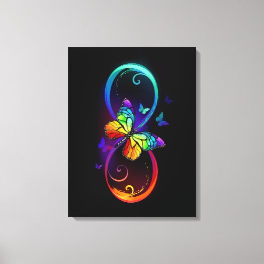 Levendige oneindigheid met een zwarte regenboogvli canvas afdruk (Voorkant)