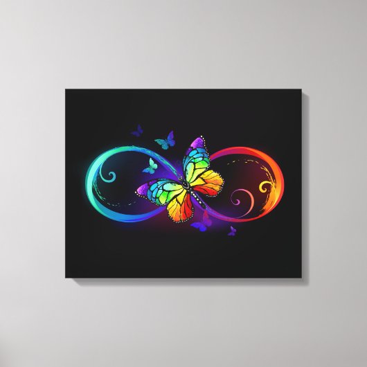 Levendige oneindigheid met een zwarte regenboogvli canvas afdruk (Voorkant)