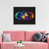 Levendige oneindigheid met een zwarte regenboogvli canvas afdruk (Insitu (Woonkamer))