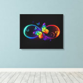 Levendige oneindigheid met een zwarte regenboogvli canvas afdruk (Insitu (Houten vloer))