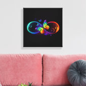 Levendige oneindigheid met een zwarte regenboogvli canvas afdruk (Insitu (Woonkamer))