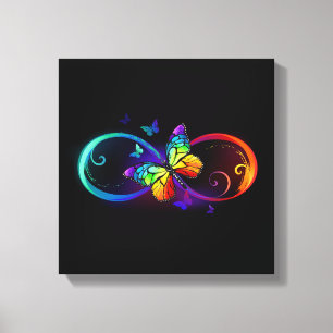 Levendige oneindigheid met een zwarte regenboogvli canvas afdruk