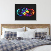 Levendige oneindigheid met een zwarte regenboogvli canvas afdruk (Insitu (Slaapkamer))