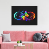 Levendige oneindigheid met een zwarte regenboogvli canvas afdruk (Insitu (Woonkamer))