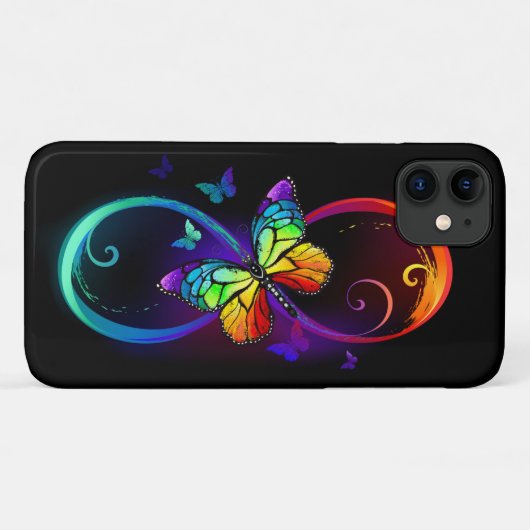 Levendige oneindigheid met een zwarte regenboogvli Case-Mate iPhone case (Achterkant (horizontaal))