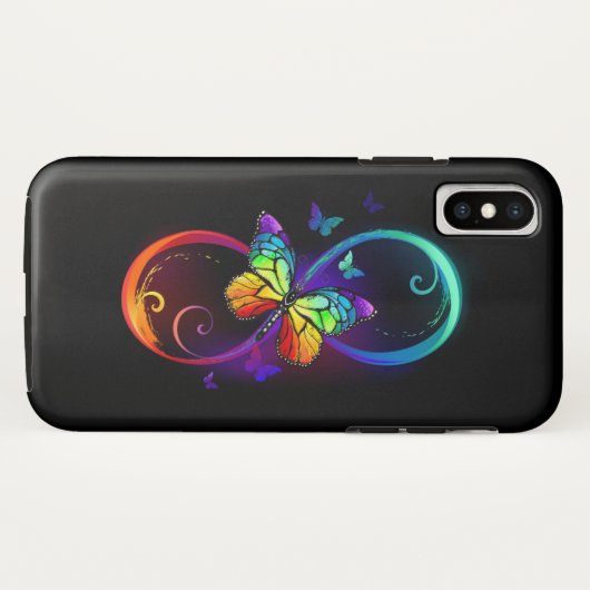 Levendige oneindigheid met een zwarte regenboogvli Case-Mate iPhone case (Achterkant (horizontaal))