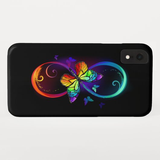 Levendige oneindigheid met een zwarte regenboogvli Case-Mate iPhone case (Achterkant (horizontaal))