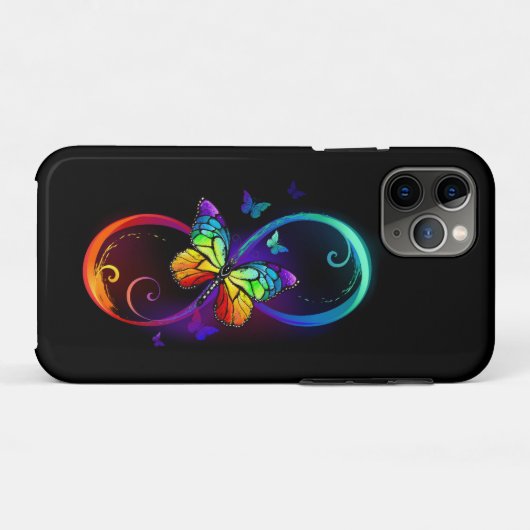 Levendige oneindigheid met een zwarte regenboogvli Case-Mate iPhone case (Achterkant (horizontaal))