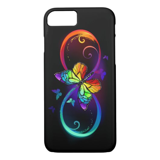 Levendige oneindigheid met een zwarte regenboogvli Case-Mate iPhone case (Achterkant)