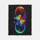 Levendige oneindigheid met een zwarte regenboogvli fleece deken (Voorkant)