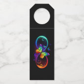 Levendige oneindigheid met een zwarte regenboogvli flessenhanger (Achterkant)