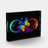 Levendige oneindigheid met een zwarte regenboogvli fotoblokken (Links)